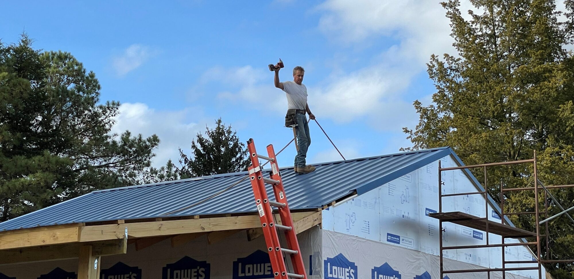 Celebrating the roof completion