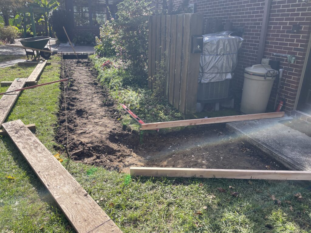 hand digging for sidewalk